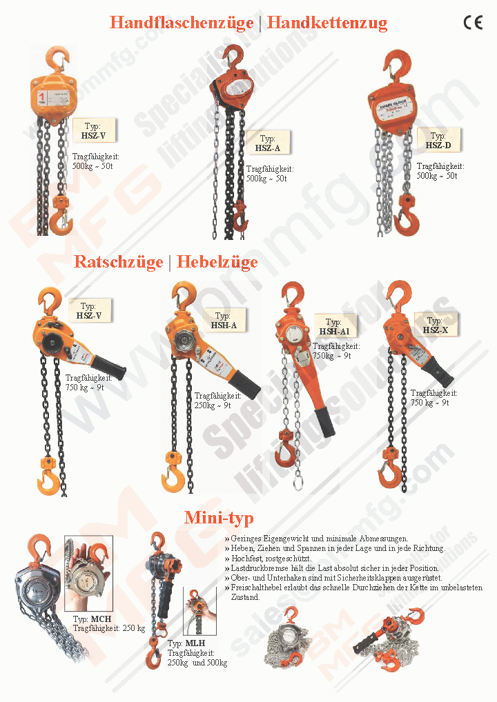 Handhebezeuge, Hebelzüge