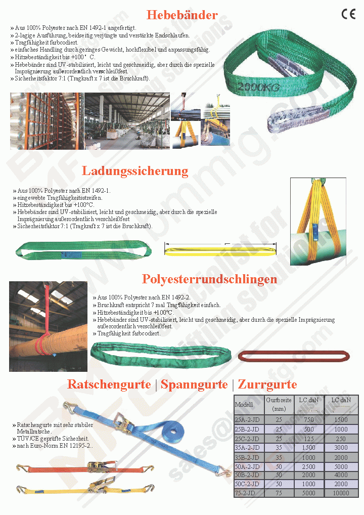 Hebebänder, Rundschlingen, Ladungssicherung und Zurrgurte